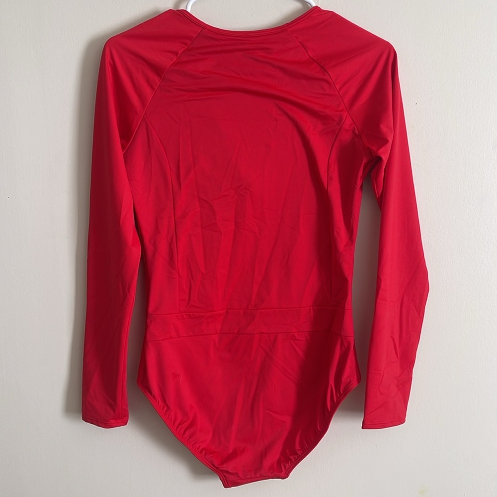 NWT SPANX Red Long Sleeve Shaping One Piece Swimsuit - Picture 4 of 4